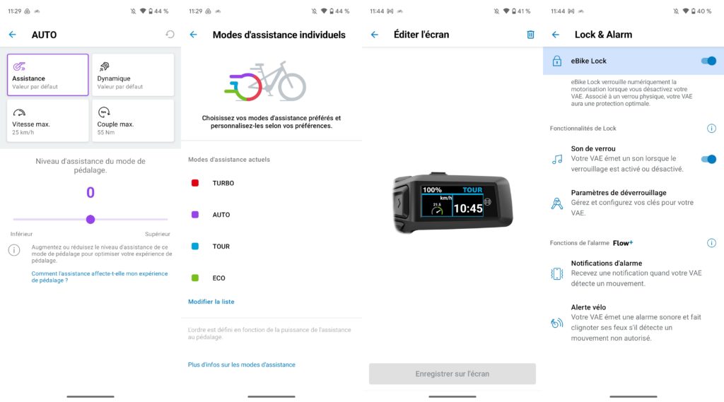 Captures d'écran de l'application Flow de Bosch.